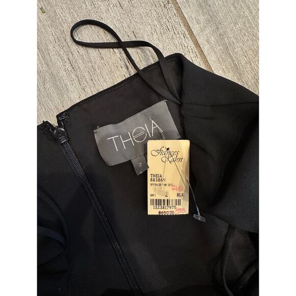 NEW Theia Cocktail Embroidered Mid Length Black Dress size 2 - Picture 6 of 9